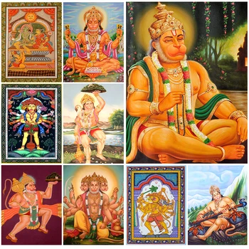 Indiano Shri Hanuman Cinco Pontas Hanuman como Décimo primeiro Rudra Parede Imagens Para a Sala de Pôster Arte de Parede de Lona da Pintura Unframed